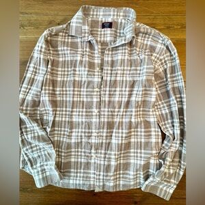 Untuckit | Button Down Flannel Shirt | Shacket | Stone & White Checked | XXXL